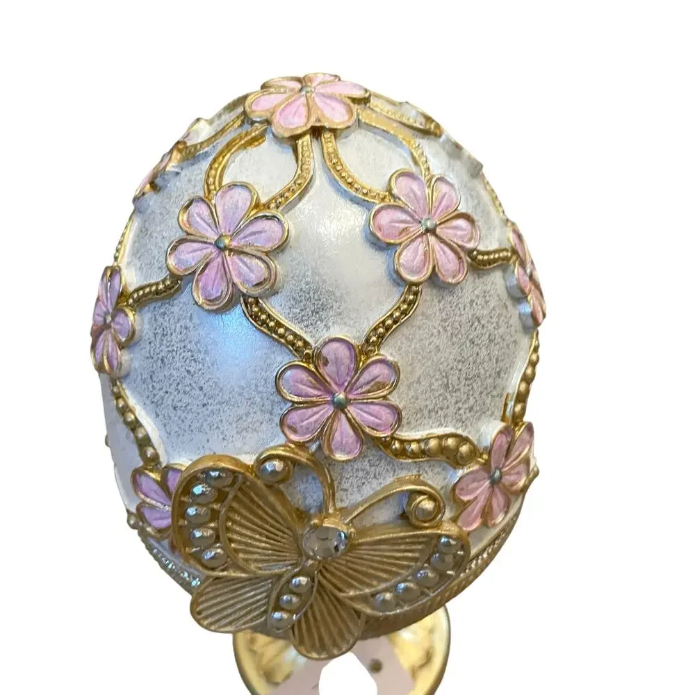 Rachel Zoe Easter Jeweled Rhinestone Embellished 3D Butterfly Pedestal Egg New